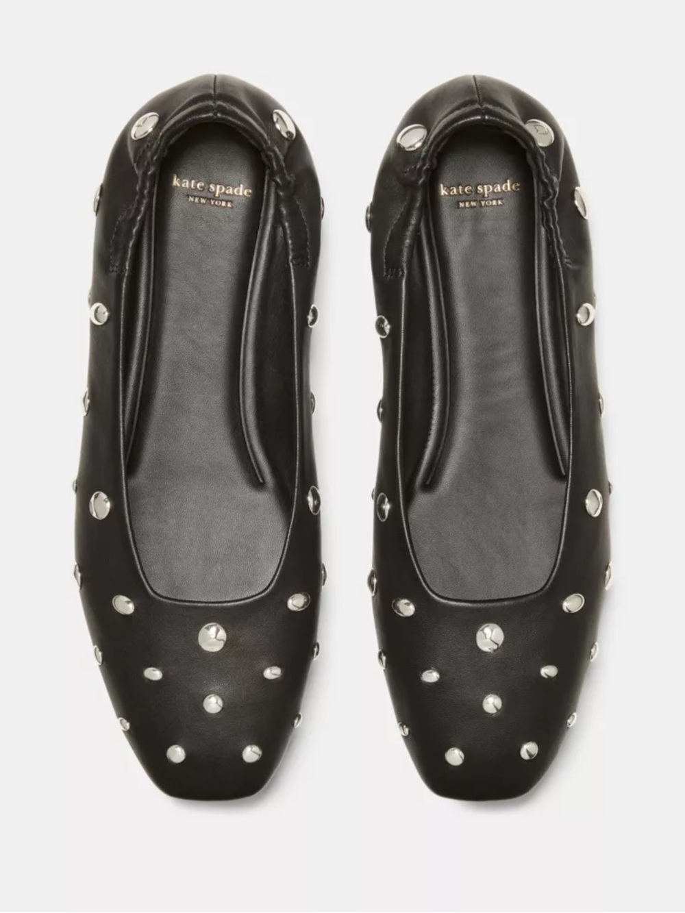 Kate Spade Halo Ballet Flat (Sz 9) Black Studded Leather - Picture 3 of 9